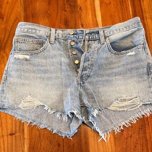 Light Blue Distressed Denim Women’s Shorts